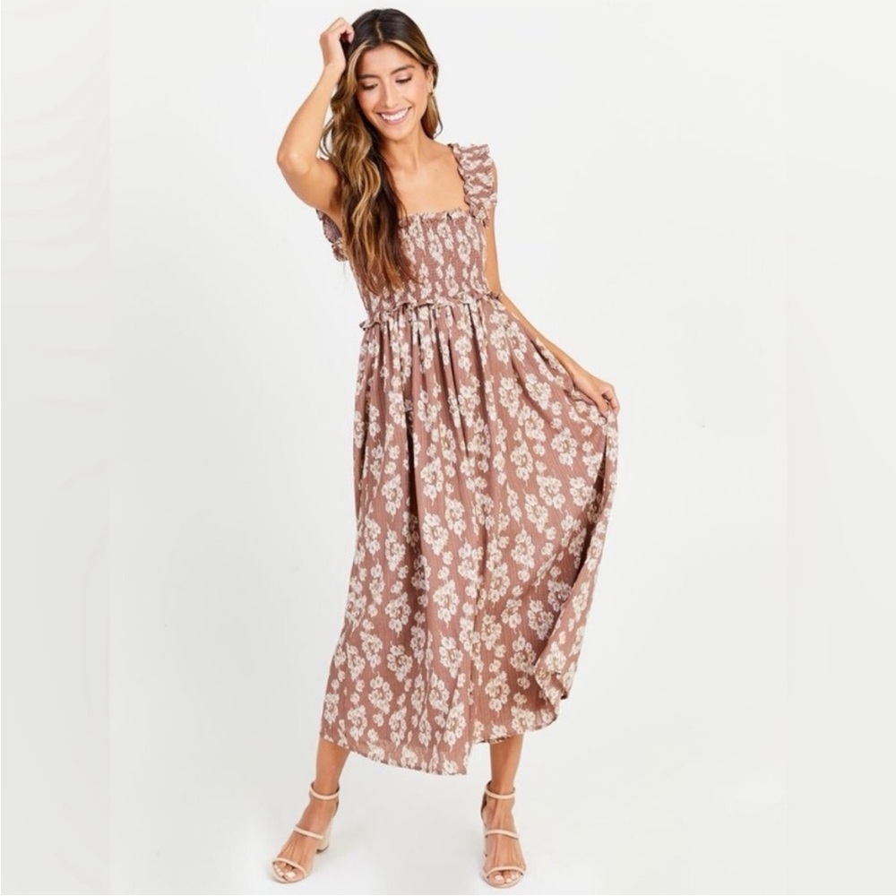 Altar'd State Floral Brown Maxi Dress